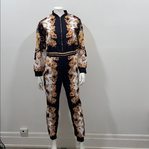 Paisley Front Zip Jumpsuit - Picture 1 of 3